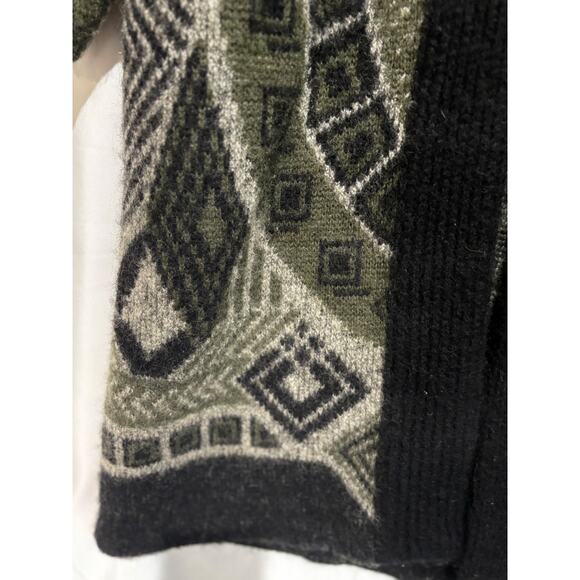 Vtg Answers By Riddles Long Cardigan Sweater Wool blend Sz L Tribal‎ Art to wear - Picture 4 of 13